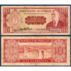Paraguay Pick N°196a, Billet de banque de 10 Guaranies 1963