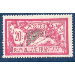 Timbre France Yvert No 208 merson 20 francs lilas rose et vert bleu neuf * avec charnière