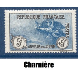 Timbre France Yvert No 155 Orphelin de la Guerre Noir et bleu neuf * avec trace de charnière