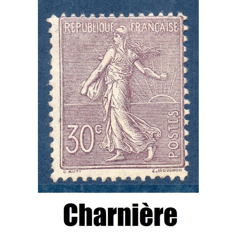 Timbre France Yvert No 133 semeuse lignée 30c lilas neuf * avec charnière