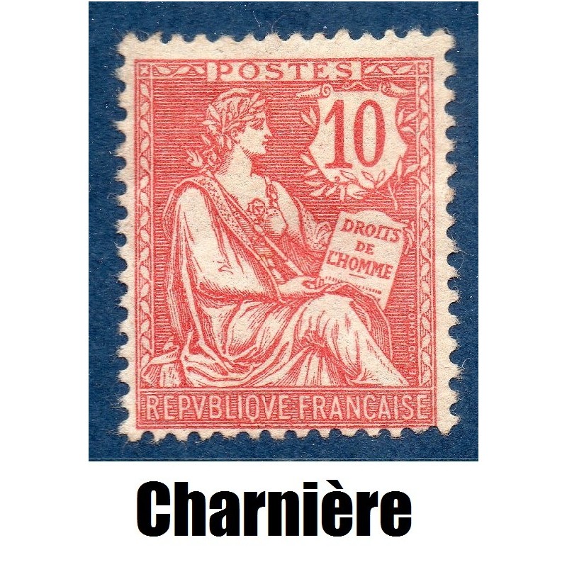 Timbre France Yvert No 124 Type Mouchon retouché 10c Rose neuf * avec charnière