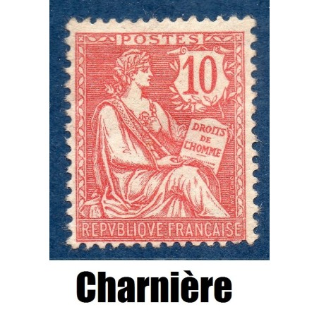 Timbre France Yvert No 124 Type Mouchon retouché 10c Rose neuf * avec charnière