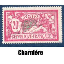 Timbre France Yvert No 208 merson 20 francs lilas rose et vert bleu neuf * avec charnière