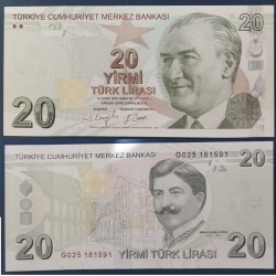 Turquie Pick N°224f, Neuf Billet de banque de 20 Lira 2009