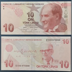 Turquie Pick N°223e, Billet de banque de 10 Lira 2009