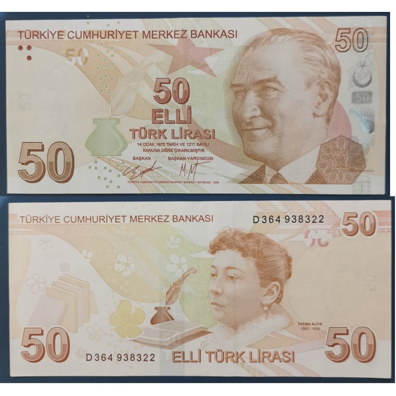 Turquie Pick N°225b, Sup+ Billet de banque de 50 Lira 2009