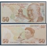 Turquie Pick N°225b, Sup+ Billet de banque de 50 Lira 2009