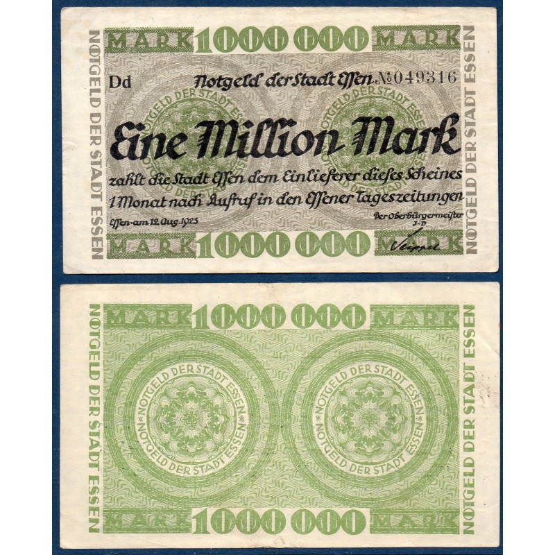 Essen Gross Notgeld 1 million mark, 12.8.1923