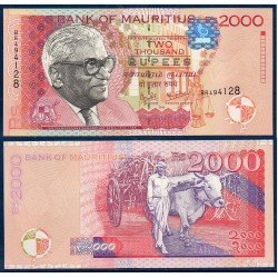 Maurice Pick N°55, neuf Billet de banque de 2000 Rupees 1999