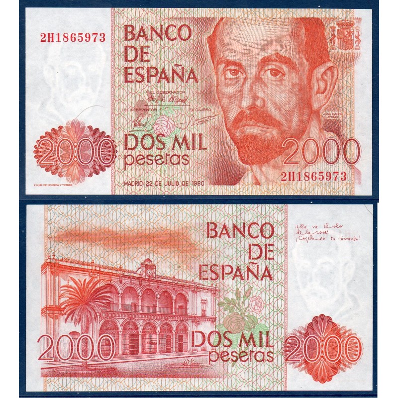 Espagne Pick N°159, neuf Billet de banque de 2000 pesetas 1980