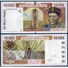 BCEAO Pick 114Aj pour la Cote d'Ivoire, Spl Billet de banque de 10000 Francs CFA 2001