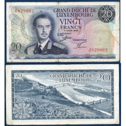 Luxembourg Pick N°54a, TB Billet de banque de 20 Francs 1966
