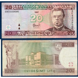 Lituanie Pick N°60, TB Billet de banque de 20 Litu 1997