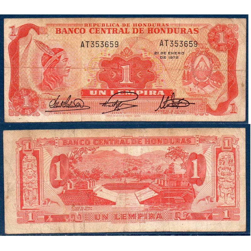 Honduras Pick N°55b, TB Billet de banque de 1 Lempira 1972