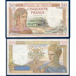 50 Francs Cérès TTB 10.8.1939 Billet de la banque de France