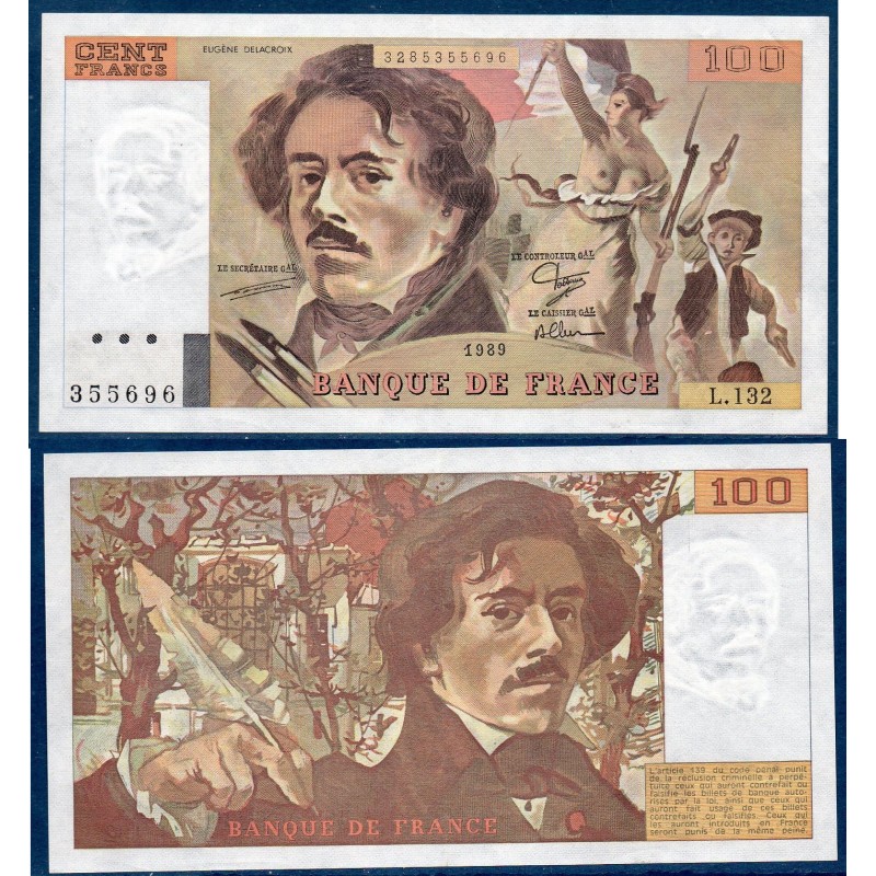 100 Francs Delacroix Spl 1989 Billet de la banque de France