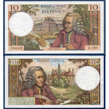 10 Francs Voltaire Sup+ 1.6.1972 Billet de la banque de France