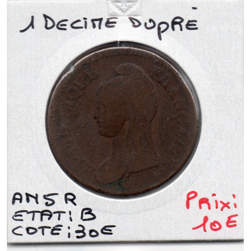 1 decime Dupré An 5 I Limoges B, France pièce de monnaie