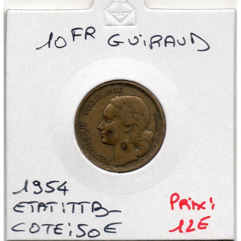 10 francs Coq Guiraud 1954 TTB-, France pièce de monnaie