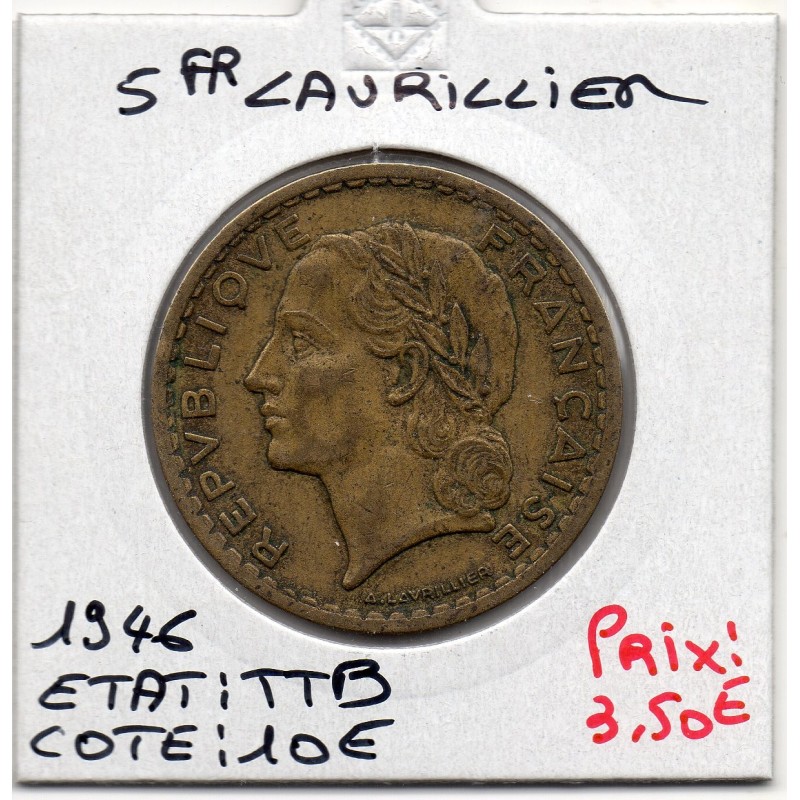 5 francs Lavrillier 1946 TTB, France pièce de monnaie