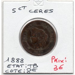 5 centimes Cérès 1888 TB, France pièce de monnaie