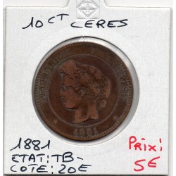 10 centimes Cérès 1881 A Paris TB-, France pièce de monnaie