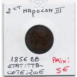 2 centimes Napoléon III tête nue 1856 BB Strasbourg TTB-, France pièce de monnaie