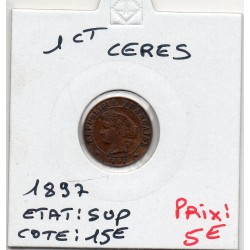 1 centime Cérès 1897 Sup, France pièce de monnaie