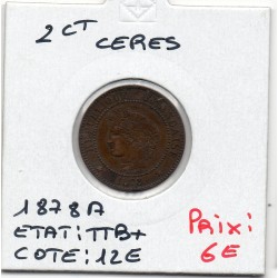 2 centimes Cérès 1878 A Paris TTB+, France pièce de monnaie