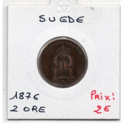 Suède 2 Ore 1876 TTB, KM 735 pièce de monnaie