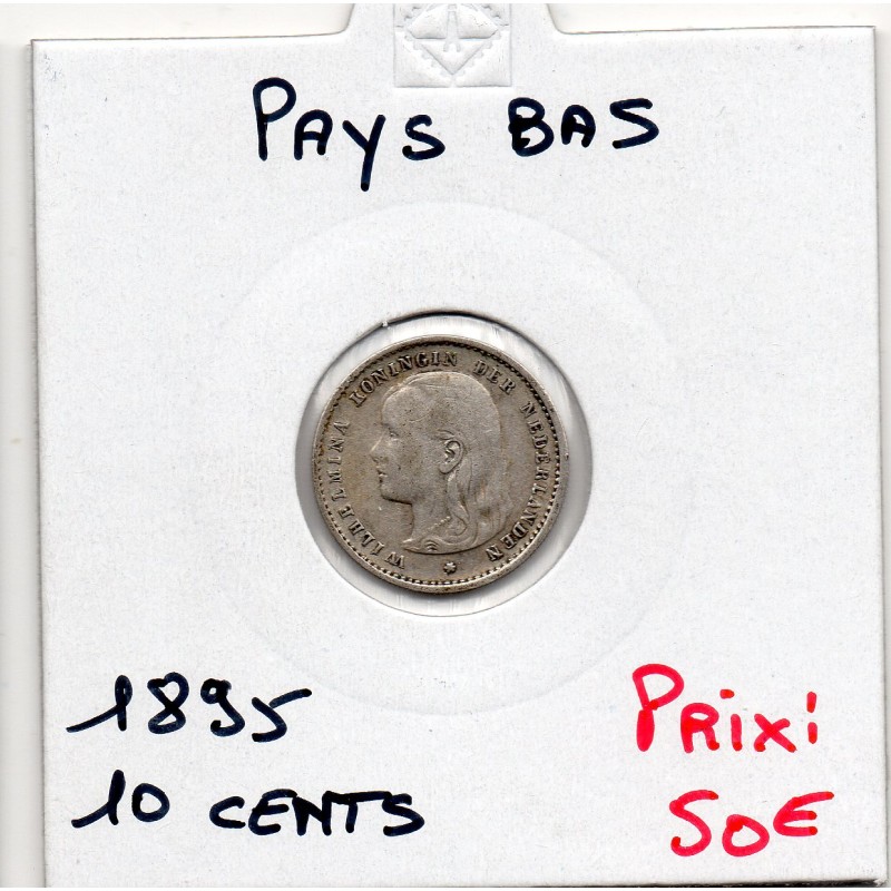 Pays Bas 10 cents 1895 TTB-, KM 116 pièce de monnaie