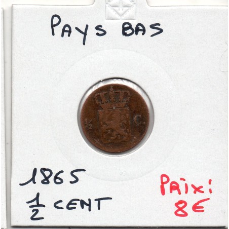 Pays Bas 1/2 cent 1865 TB, KM 109 pièce de monnaie