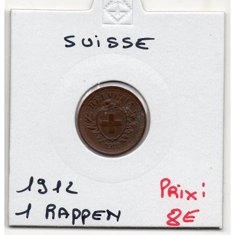 Suisse 1 rappen 1912 Sup-, KM 3 pièce de monnaie