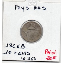 Pays Bas 10 cents 1826 B TB, KM 53 pièce de monnaie