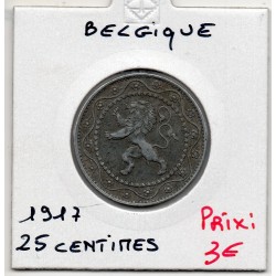 Belgique 25 centimes 1917 TTB, KM 82 pièce de monnaie