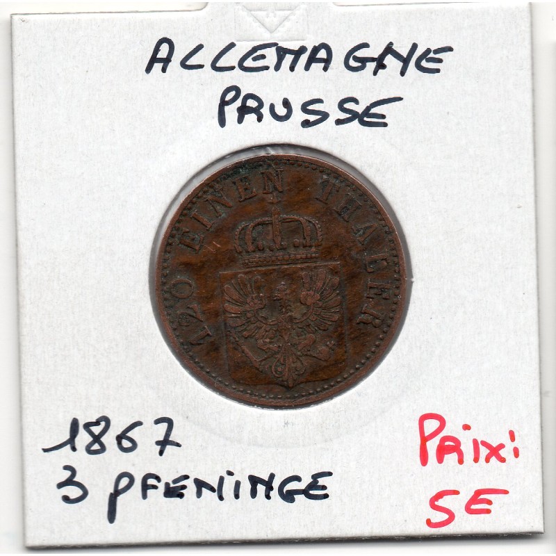 Prusse 3 pfennig 1867 A TTB+ KM 482 pièce de monnaie