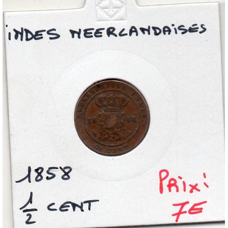 Indes orientales Néerlandaises 1/2 cent 1858 TTB, KM 306 pièce de monnaie