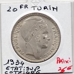 20 francs Turin 1934 Sup, France pièce de monnaie