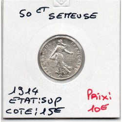 50 centimes Semeuse Argent 1914 Sup, France pièce de monnaie