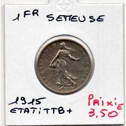 1 franc Semeuse Argent 1915 TTB+, France pièce de monnaie