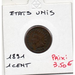 Etats Unis 1 cent 1891 TB, KM 90a pièce de monnaie