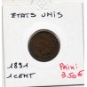 Etats Unis 1 cent 1891 TB, KM 90a pièce de monnaie