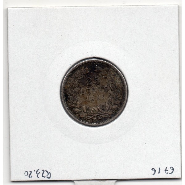 Pays Bas 25 cents 1897 TTB, KM 115 pièce de monnaie