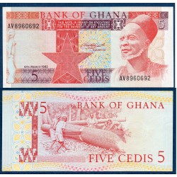 Ghana Pick N°19c, Spl Billet de banque de 5 cédis 1982