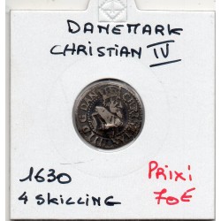 Danemark 4 skilling 1630 TTB, KM 121 pièce de monnaie