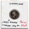 Italie Sardaigne 50 centesimi 1833 P ancre TB, KM 134 pièce de monnaie