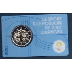 2 euro commémorative France 2023 Jeux olympique Paris blister bleu piece de monnaie €  le sport le pouvoir de tout changer