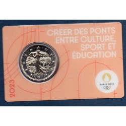 2 euro commémorative France 2023 Jeux olympique Paris blister orange piece de monnaie € Culture