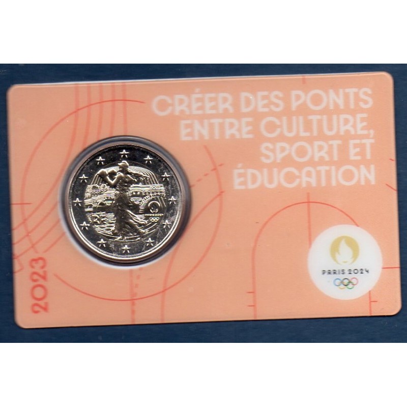 2 euro commémorative France 2023 Jeux olympique Paris blister orange piece de monnaie € Culture