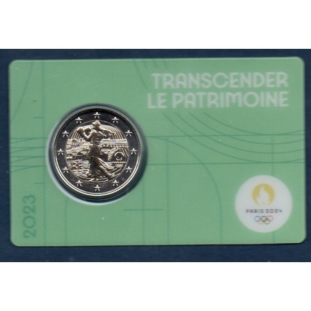 2 euro commémorative France 2023 Jeux olympique Paris blister vert piece de monnaie € transcender le patrimoine